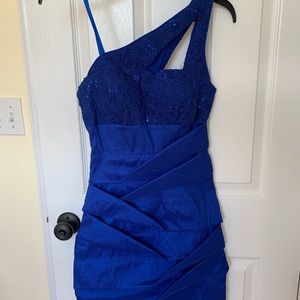 Royal blue one shoulder dress